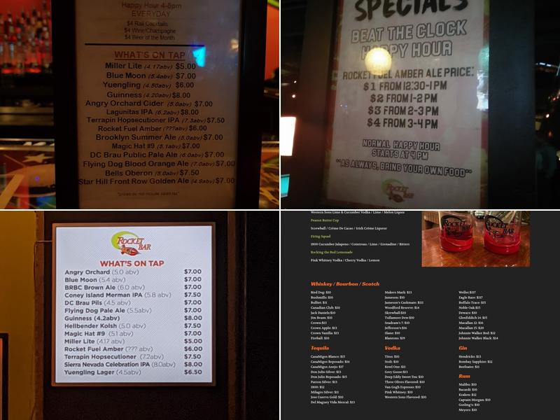 Rocket Bar Menu