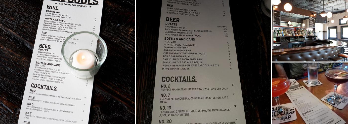 All Souls Bar Menu