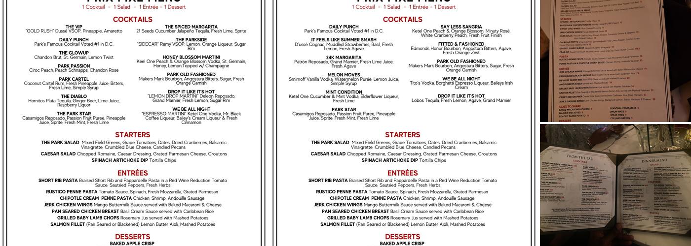 The Park at 14th Menu