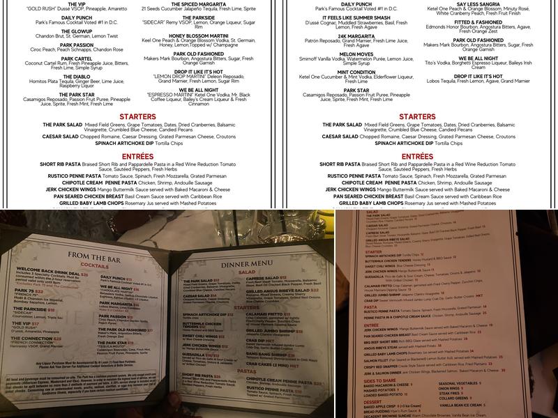 The Park at 14th Menu