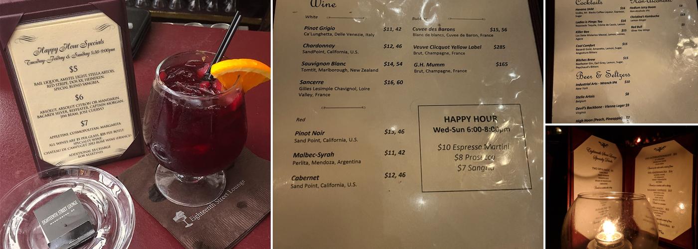 Eighteenth Street Lounge Menu