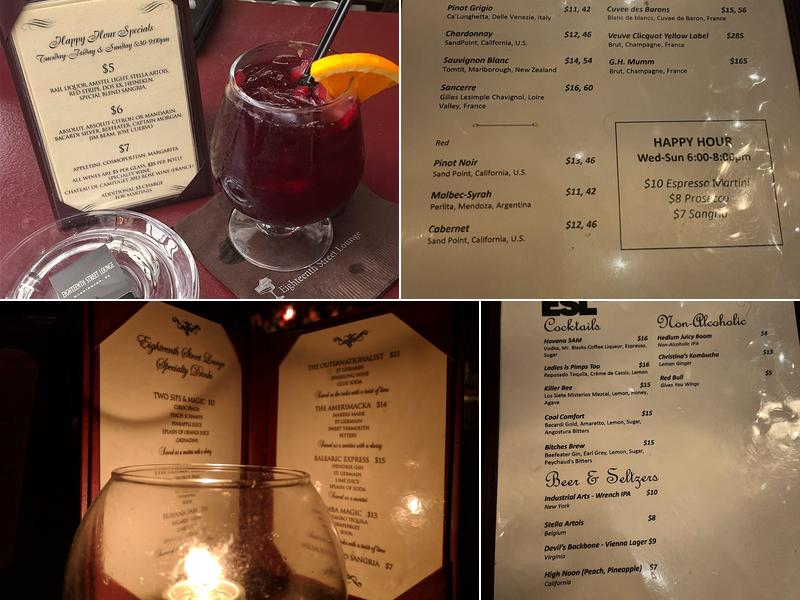 Eighteenth Street Lounge Menu