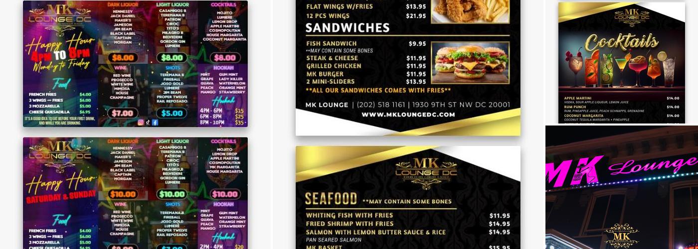 MK Lounge DC Menu