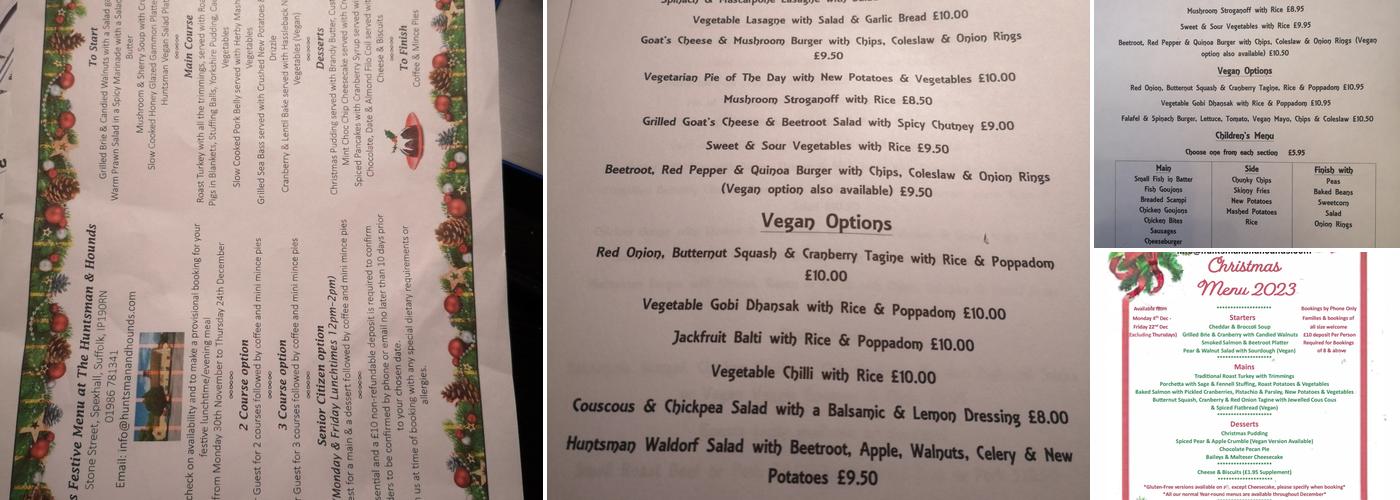 Huntsman & Hounds Menu