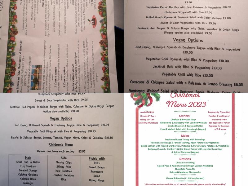 Huntsman & Hounds Menu