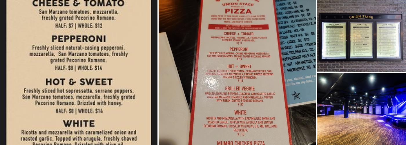 Union Stage Menu