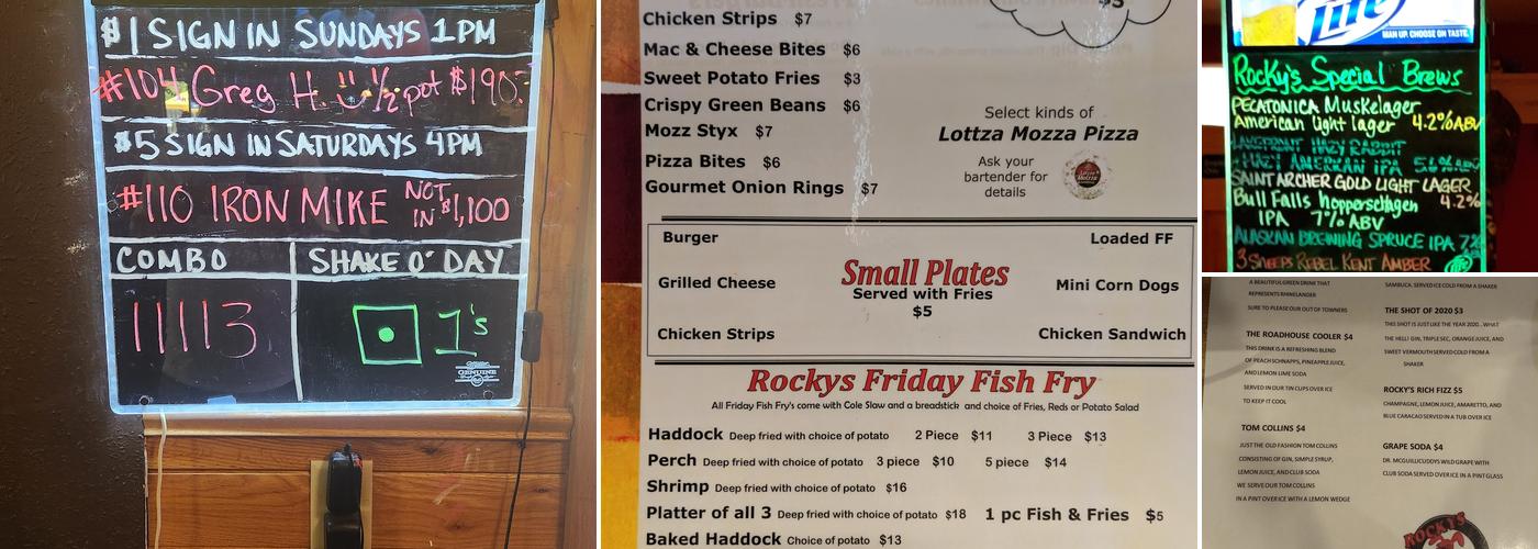 Rocky's Roadhouse Menu