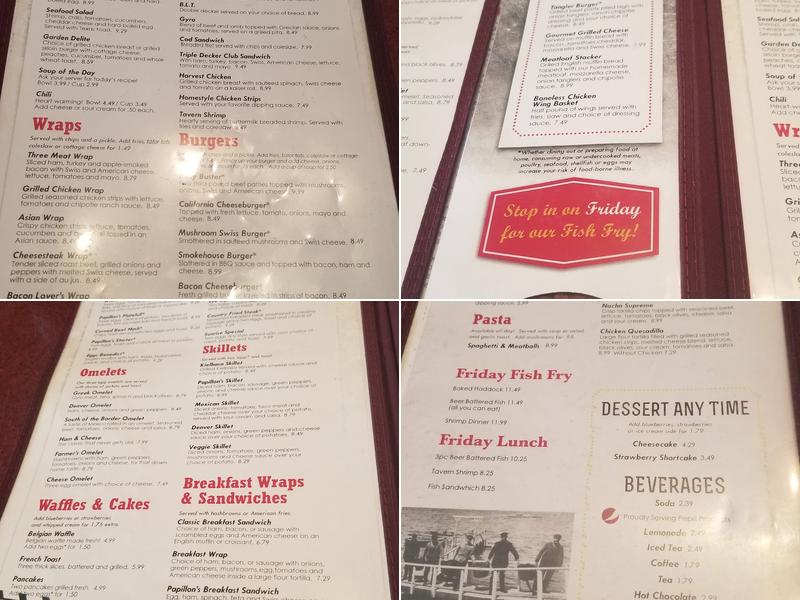 Papillon's Restaurant Menu