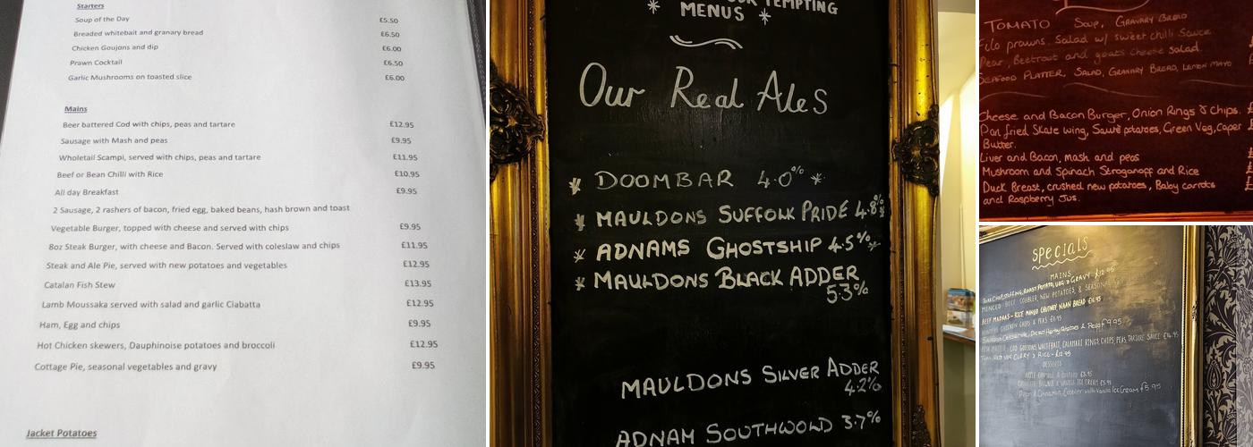 White Horse Felixstowe Menu