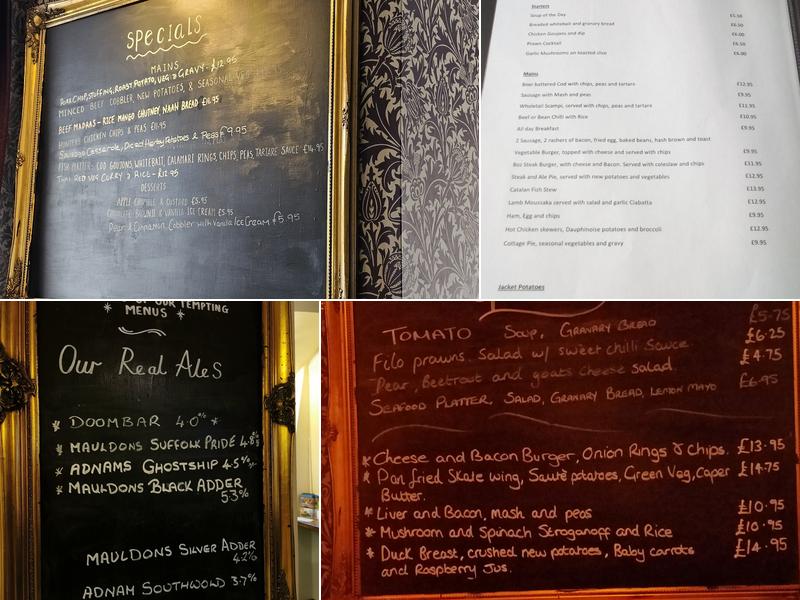 White Horse Felixstowe Menu