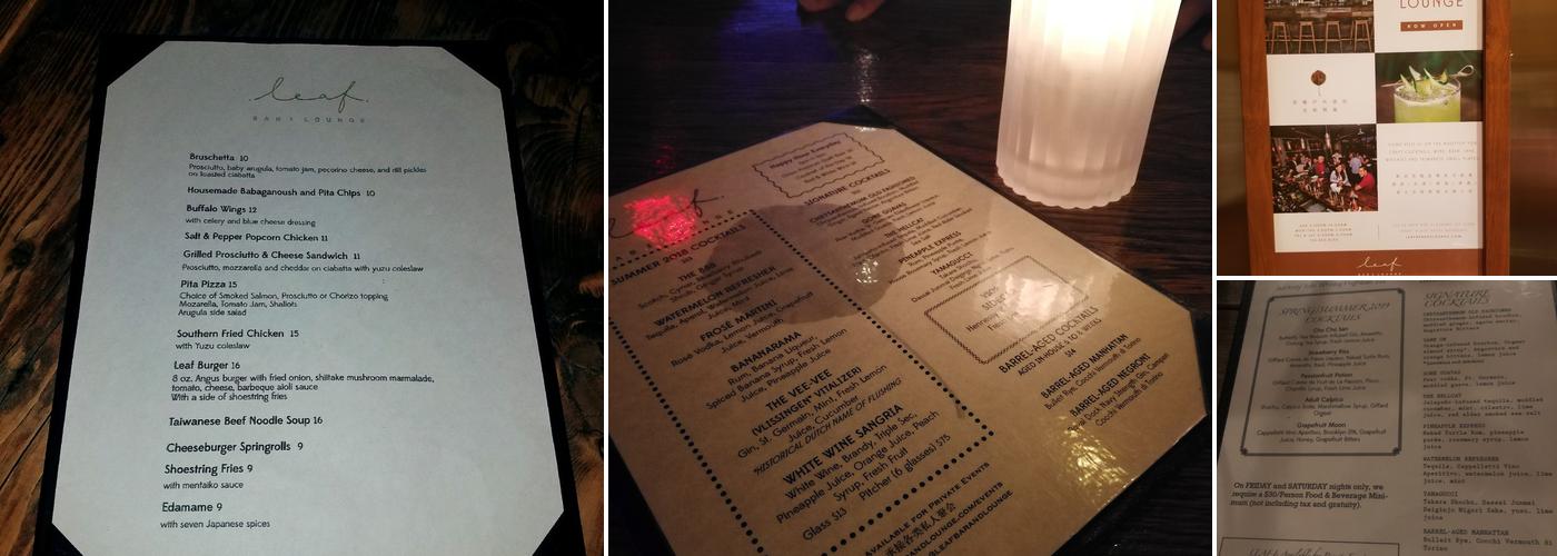 Leaf Bar & Lounge Menu