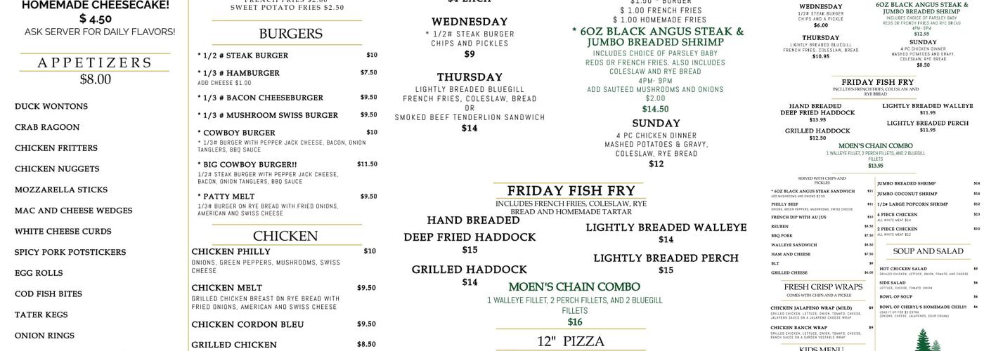 Twin Pines Bar & Grill Menu