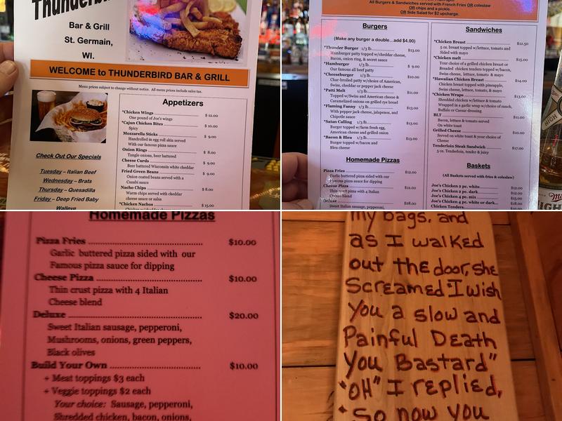 Thunderbird Bar & Grill Menu