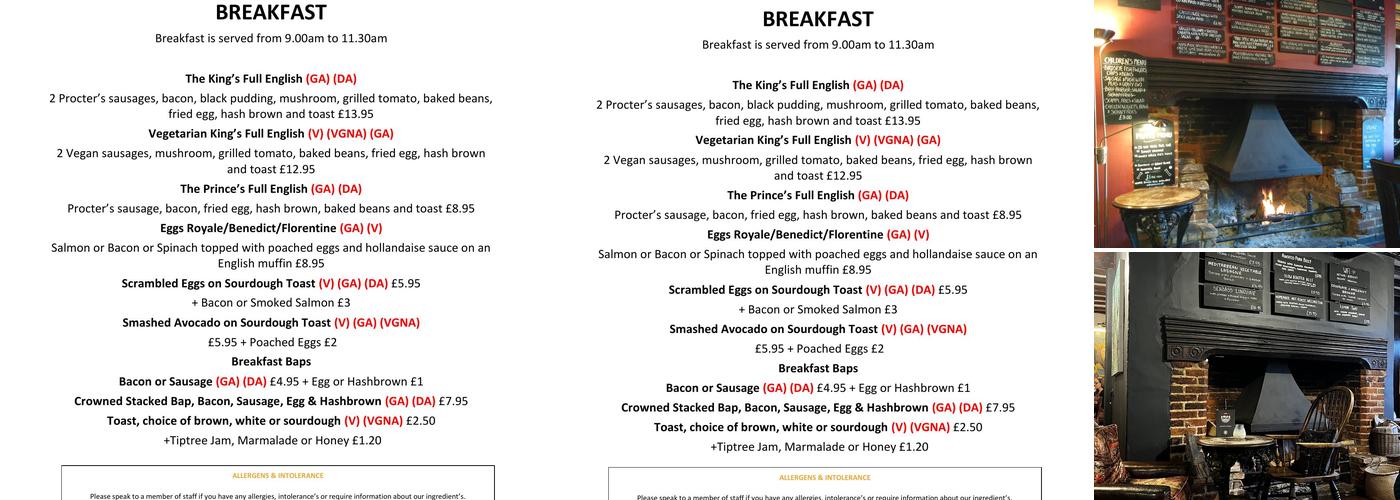 Kings Head Woodbridge Menu