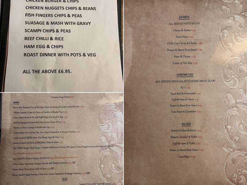 Castle Inn Framlingham Menu