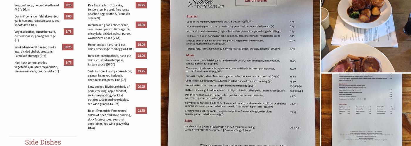 Sibton White Horse Inn Menu