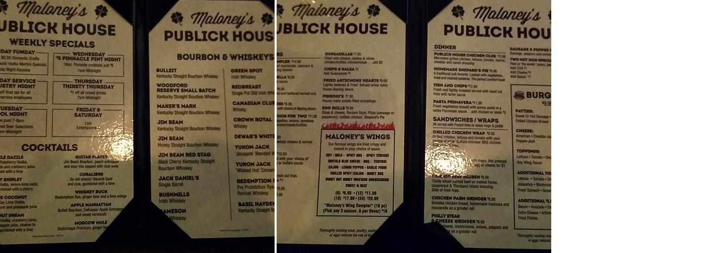 Maloney's Menu