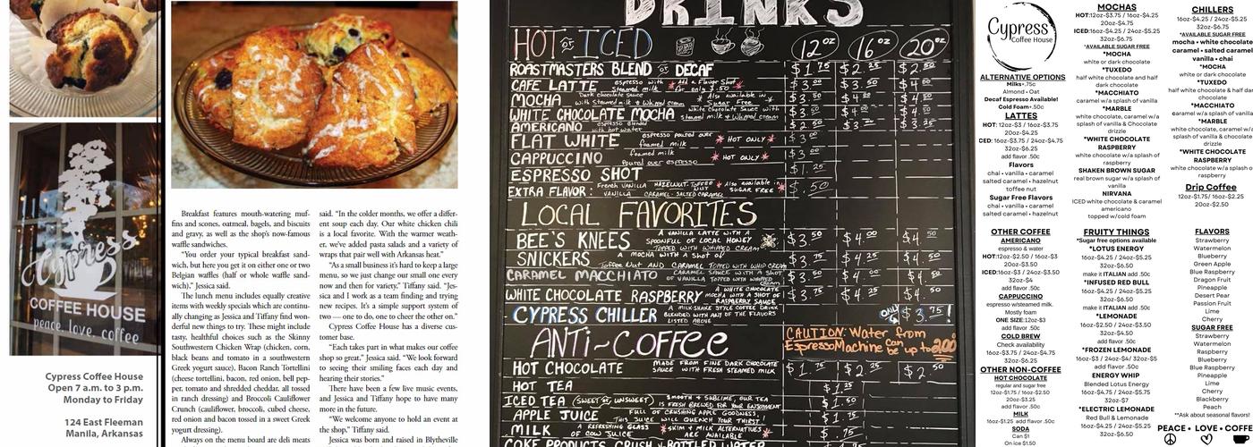 Cypress Coffee House Menu