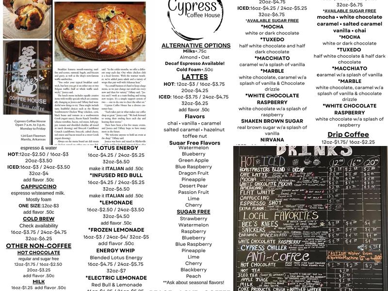 Cypress Coffee House Menu
