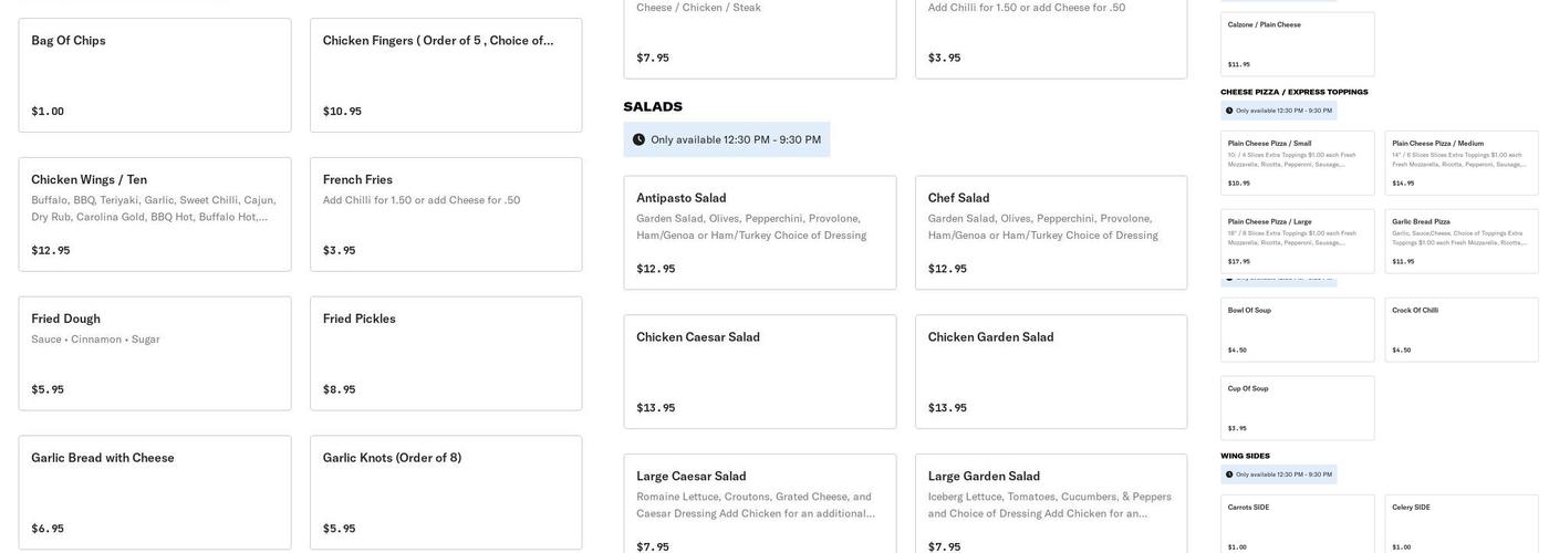 Tomatoe's Pizza & Sports Bar Menu