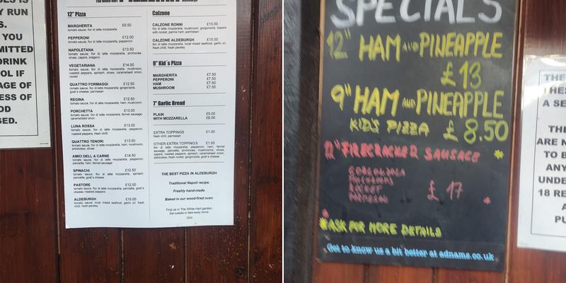 White Hart Inn Aldeburgh Menu