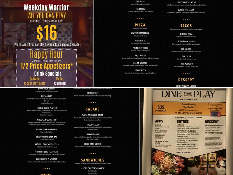 Kings Dining & Entertainment Menu