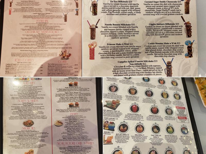 Sugar Factory - Orlando Menu