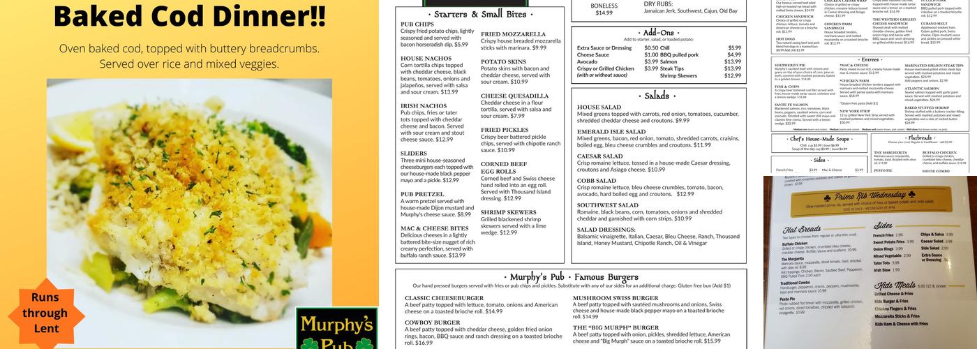 Murphy's Pub Menu