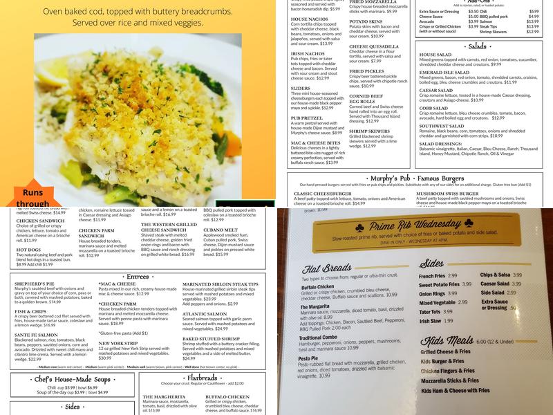Murphy's Pub Menu