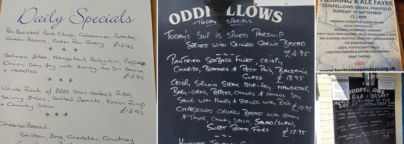 The Oddfellows Arms Menu