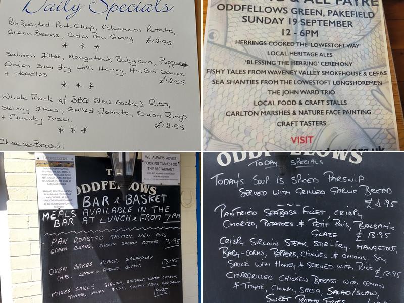 The Oddfellows Arms Menu