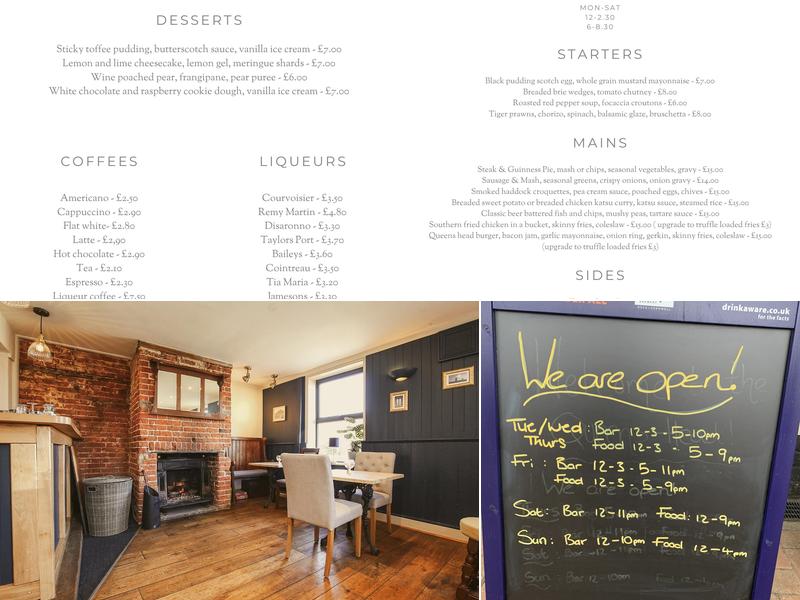 The Queens Head Menu