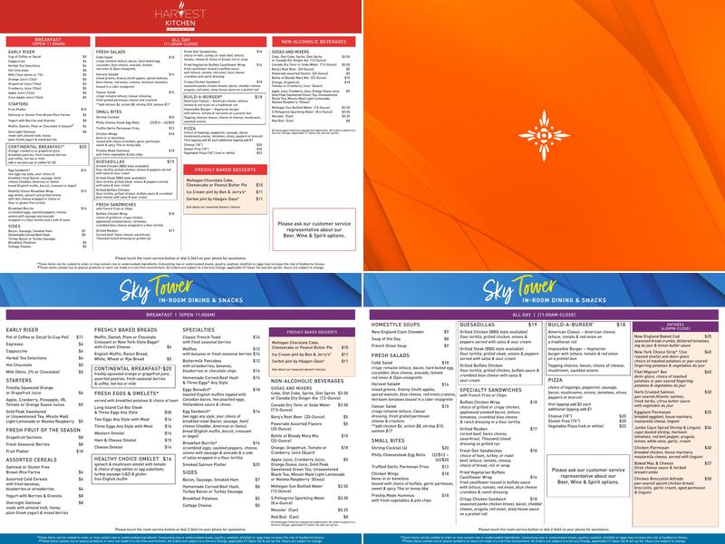 Taughannick Falls Bar Menu