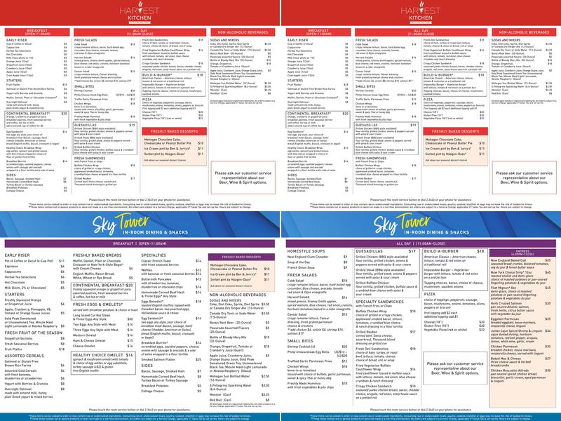 Taughannick Falls Bar Menu