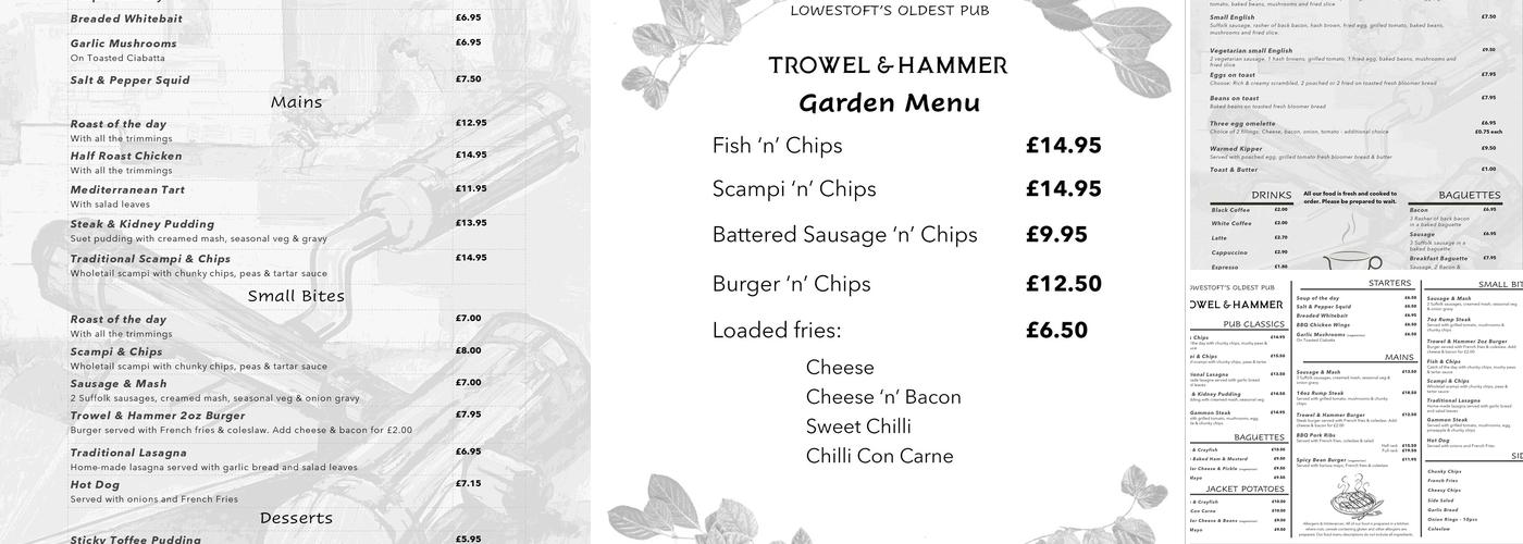 The Trowel & Hammer Menu