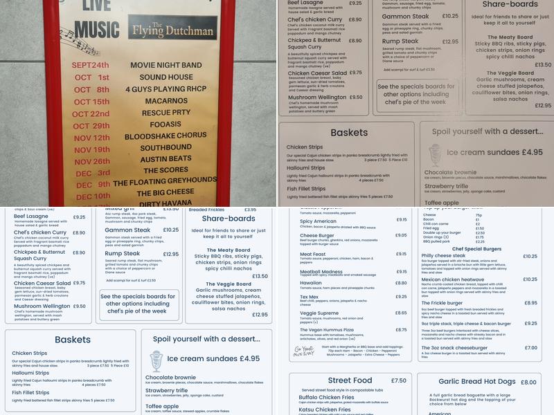 The Flying Dutchman Menu