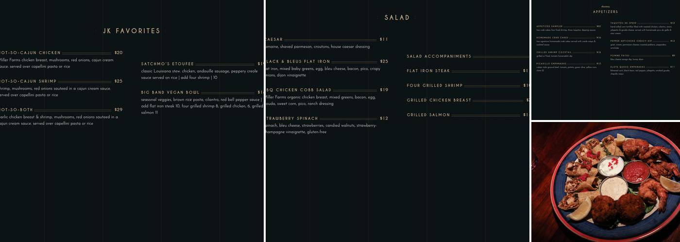The Jazz Kitchen Menu