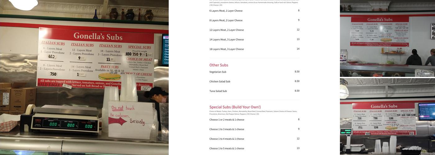 The Original Gonella's Menu