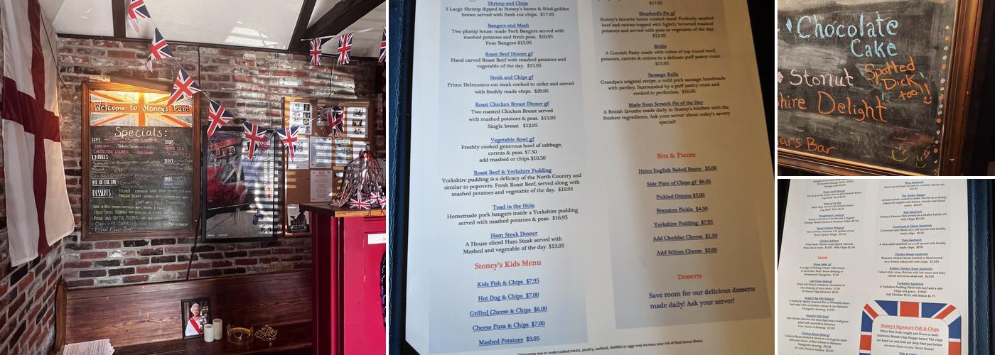 Stoney's British Pub Menu