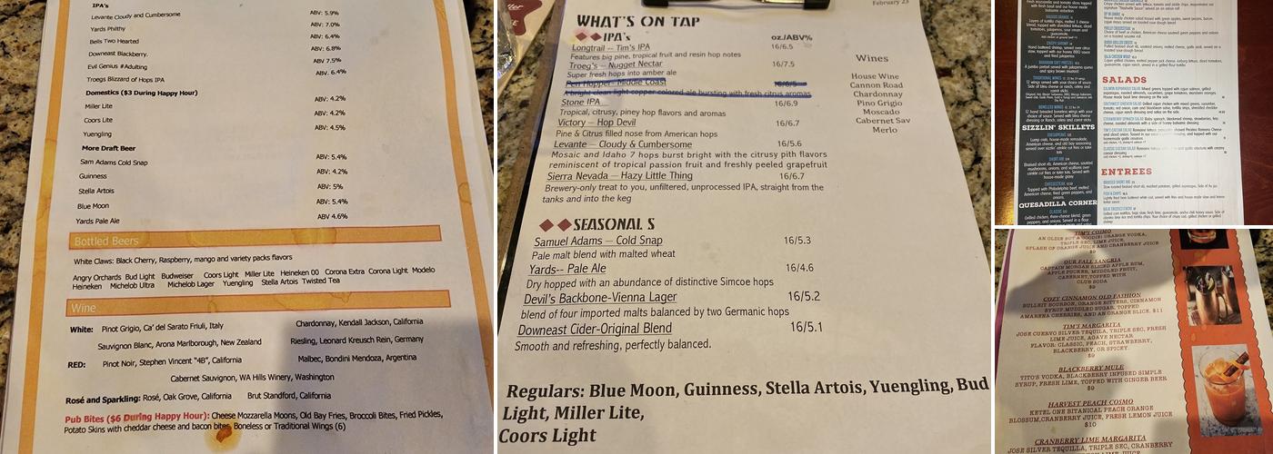 Timothy's West Chester Menu