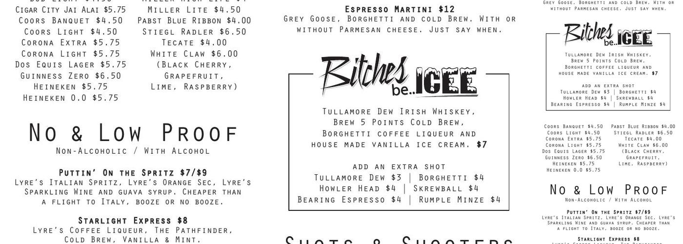 Birdies Menu