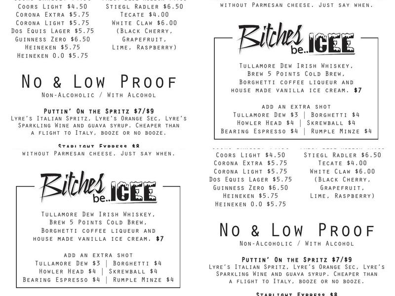 Birdies Menu
