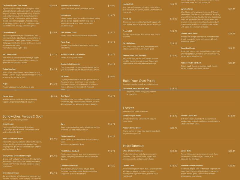 Goozlepipe & Guttyworks Menu