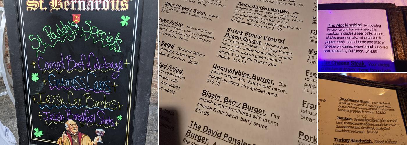 Kickbacks Gastropub Menu