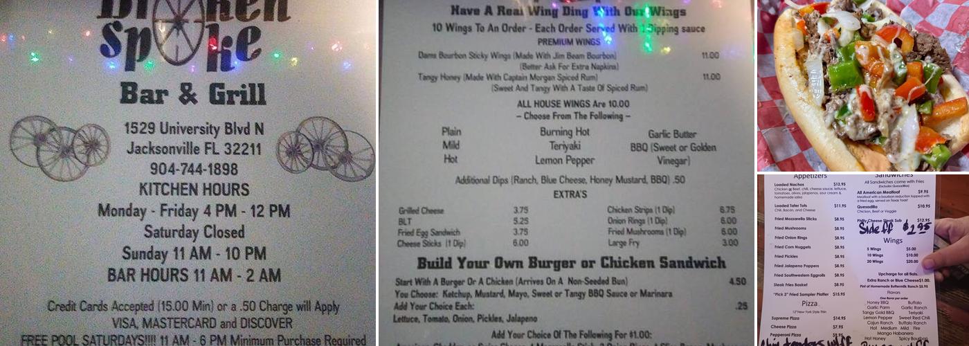BROKEN SPOKE Menu