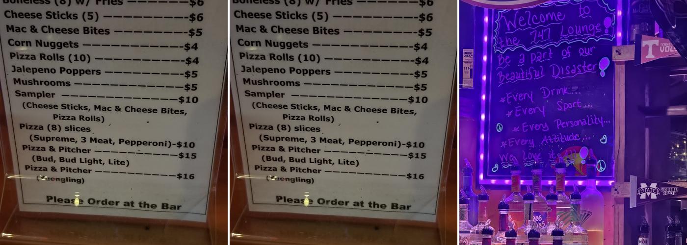 Flight 747 Liquor Store & Lounge Bar Menu