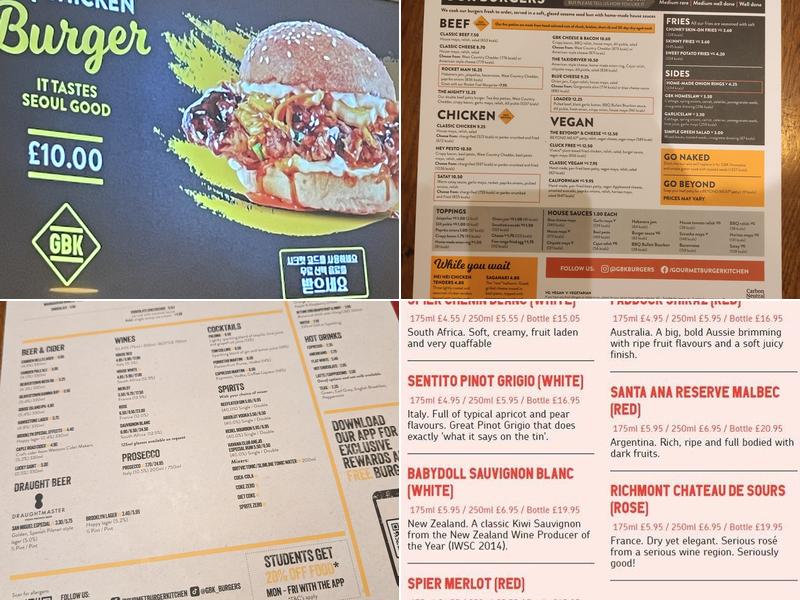 Gourmet Burger Kitchen (GBK) Menu