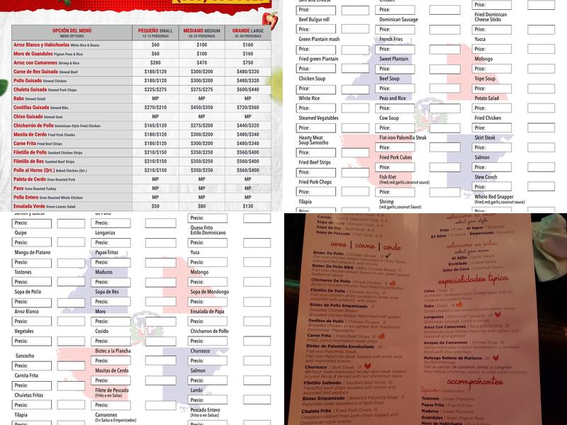 Club Tipico Dominicano Menu