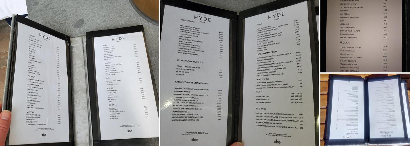 Hyde Beach Menu