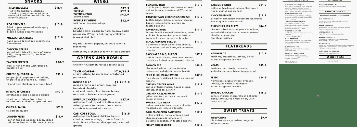 District Tavern Menu